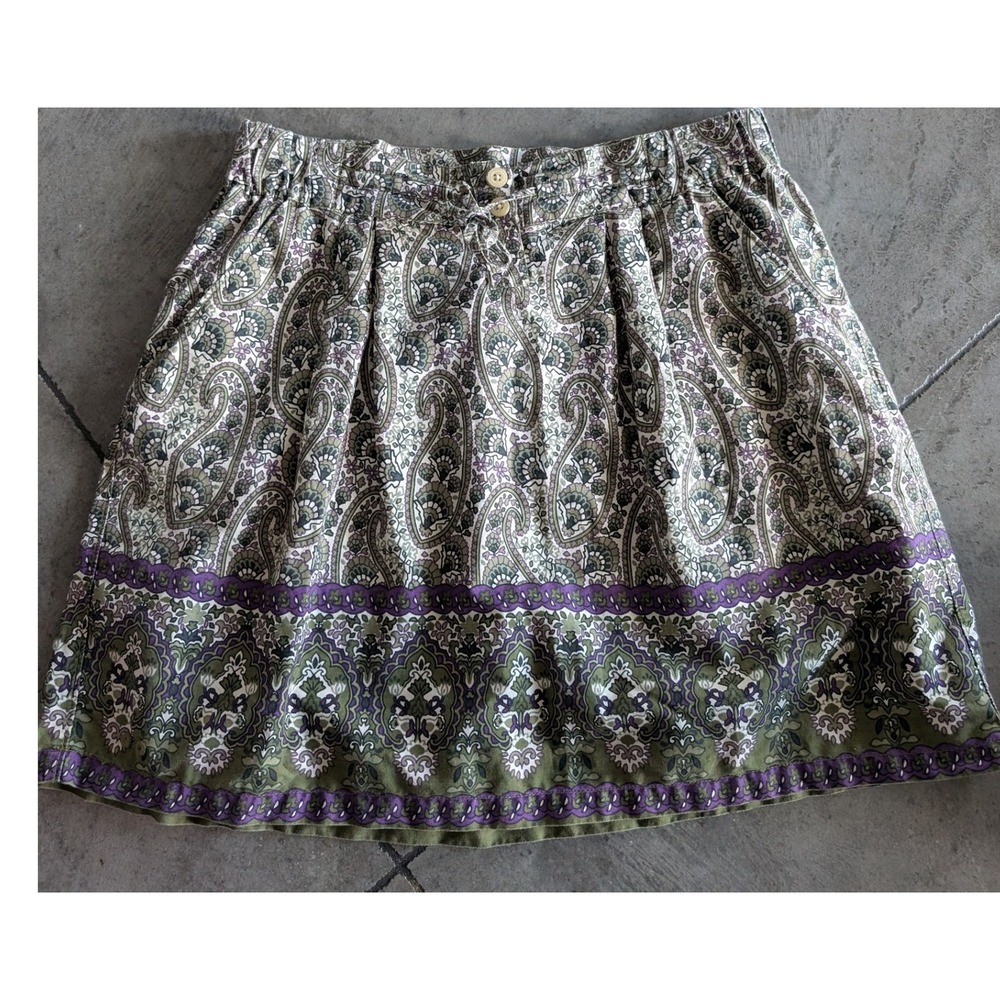 Converse Paisley Print Mini Skirt 100% Cotton Elastic‎ Waist Boho Size M